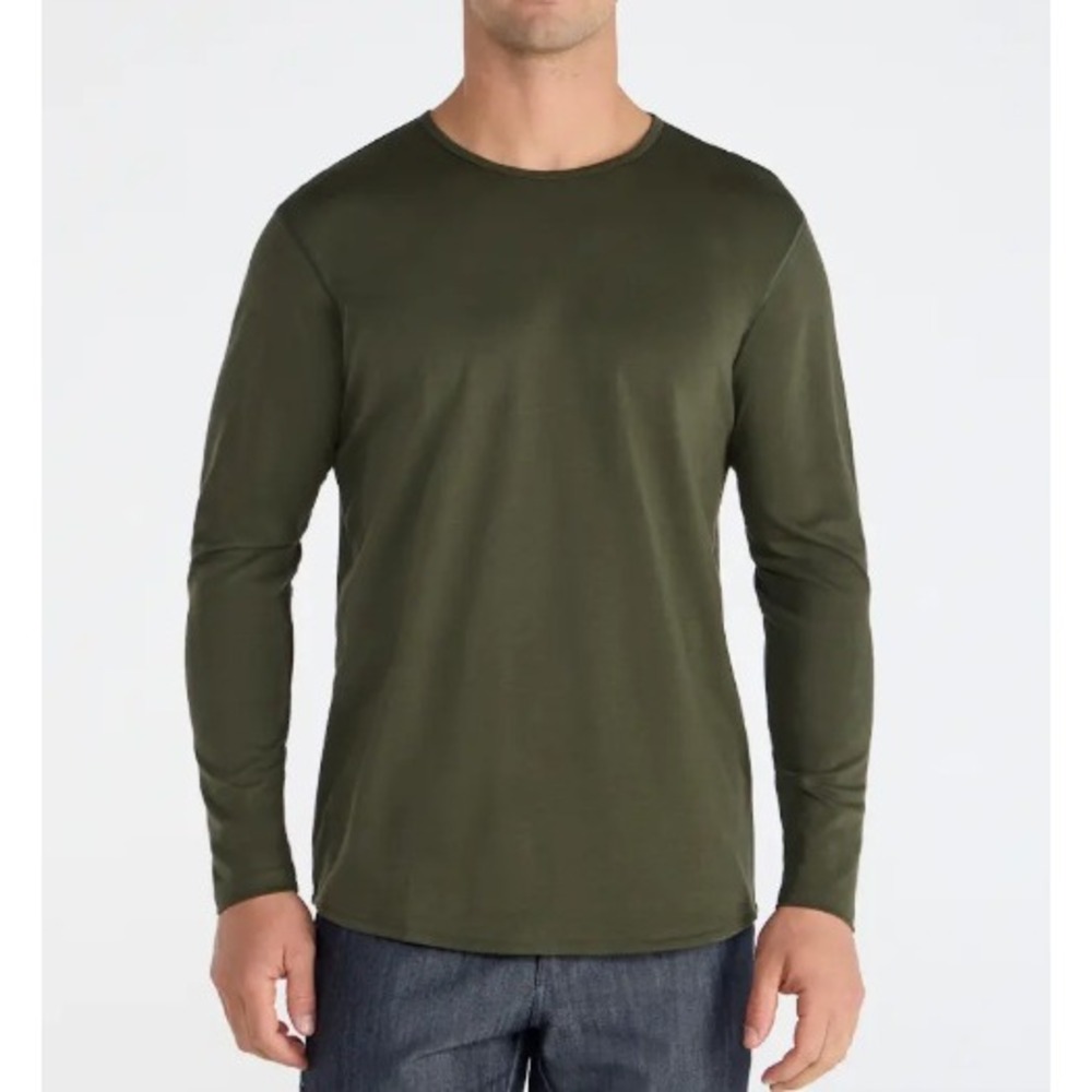 BYLT Premium Basics Mens Drop Cut Long Sleeve Shirt XL Dark Olive Performance